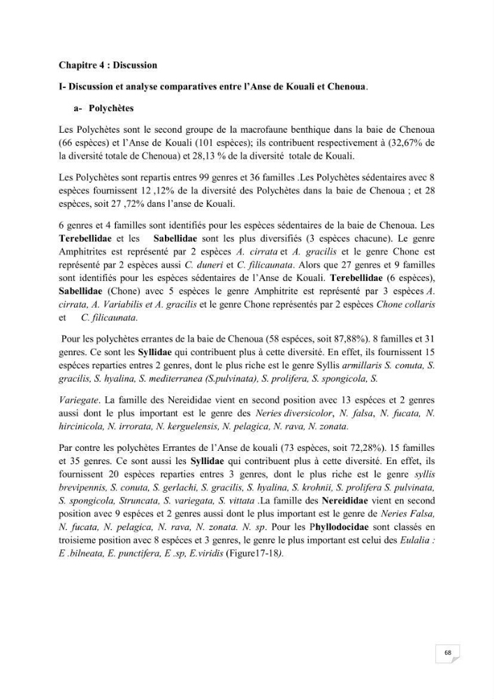 Contribution à la connaissance de la macrofaune benthique de l\'Anse de Kouali et mont Chenoua