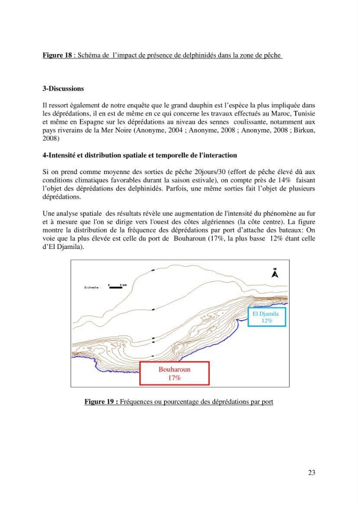 Impact de la déprédation des delphinidés et interaction pêcherie-cétacés le long des côtes algériennes