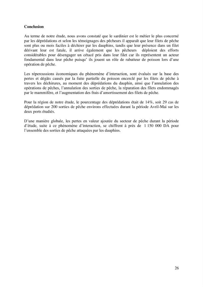 Impact de la déprédation des delphinidés et interaction pêcherie-cétacés le long des côtes algériennes