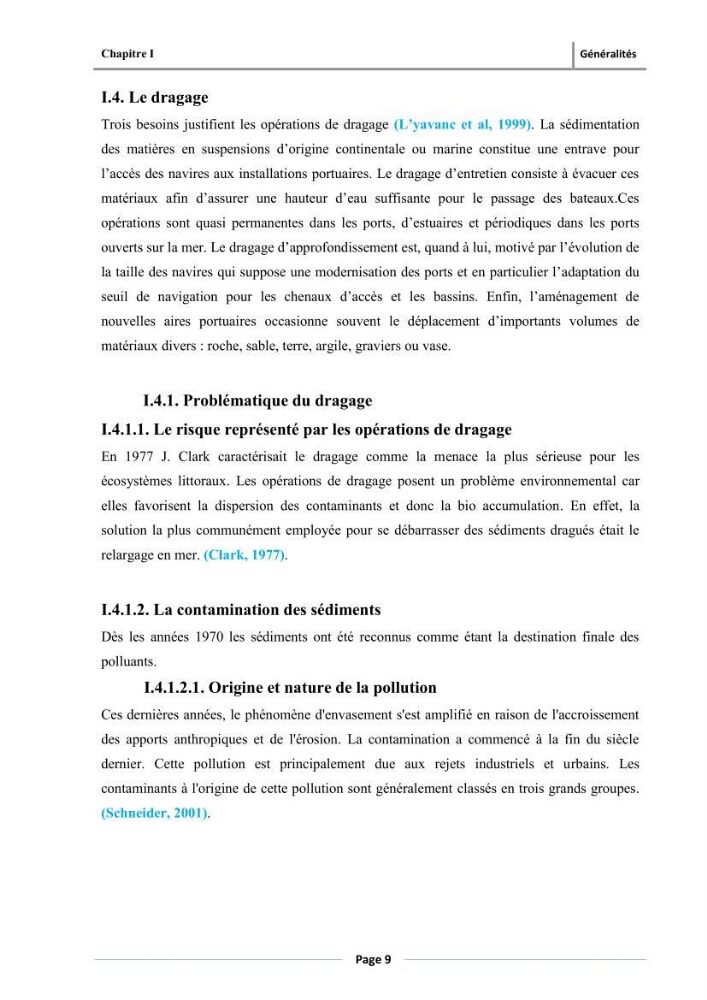 Paramètres physico-chimiques des pollution et granulométrie des sédiments de dragage du port d\'El Djamila