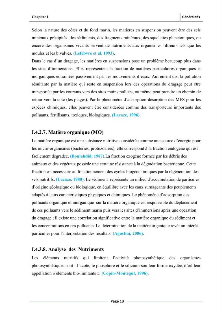 Paramètres physico-chimiques des pollution et granulométrie des sédiments de dragage du port d\'El Djamila