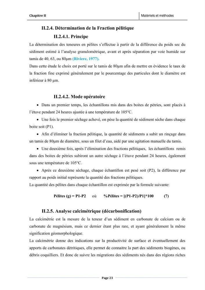 Paramètres physico-chimiques des pollution et granulométrie des sédiments de dragage du port d\'El Djamila