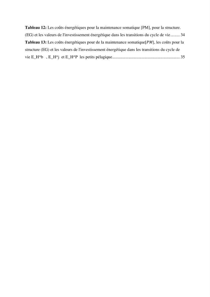 Effet des paramètres du milieu sur la dynamique des populations des petits pélagiques (Linnaeus, 1758 ) des côtes algériennes selon la théorie DEB ( Dynamique Energy Budjet )