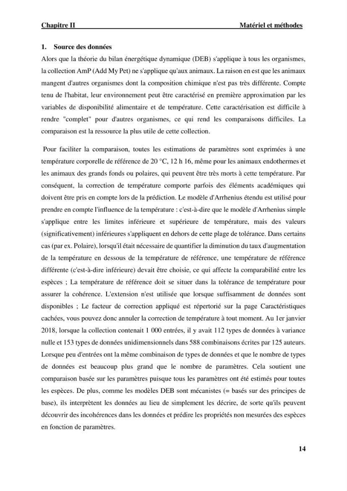 Effet des paramètres du milieu sur la dynamique des populations des petits pélagiques (Linnaeus, 1758 ) des côtes algériennes selon la théorie DEB ( Dynamique Energy Budjet )
