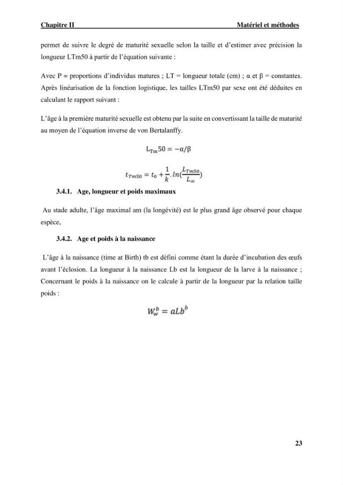 Effet des paramètres du milieu sur la dynamique des populations des petits pélagiques (Linnaeus, 1758 ) des côtes algériennes selon la théorie DEB ( Dynamique Energy Budjet )