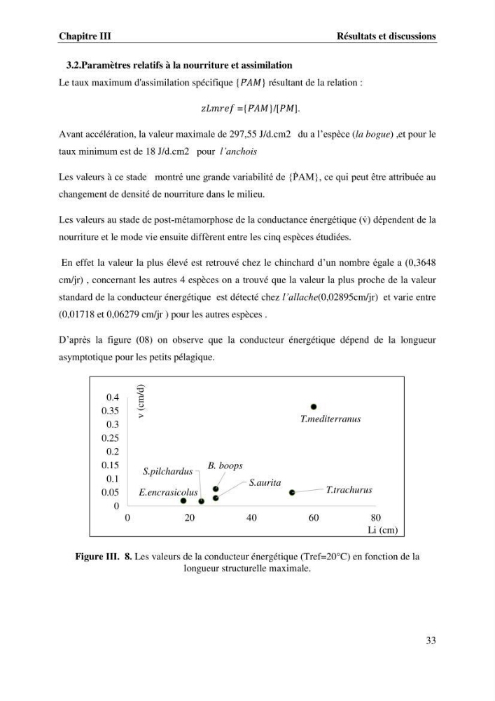 Effet des paramètres du milieu sur la dynamique des populations des petits pélagiques (Linnaeus, 1758 ) des côtes algériennes selon la théorie DEB ( Dynamique Energy Budjet )
