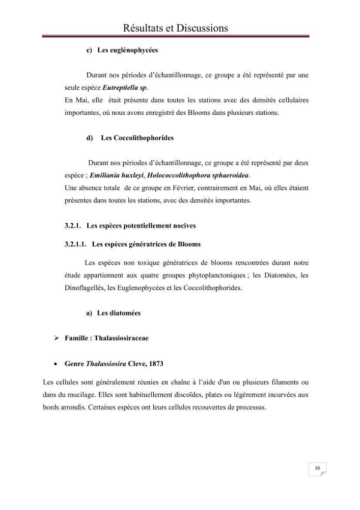 Contribution à l\'étude du phytoplancton nocif dans des zones confinées de la région d\'Alger( port et plage d\'Eldjamila,port et plage de Sidi fredj: