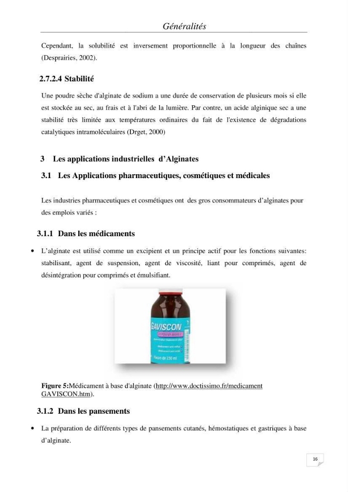 Extraction et identification des alginates à partir d’algues brunes aux possibilités alimentaires et pharmacologiques