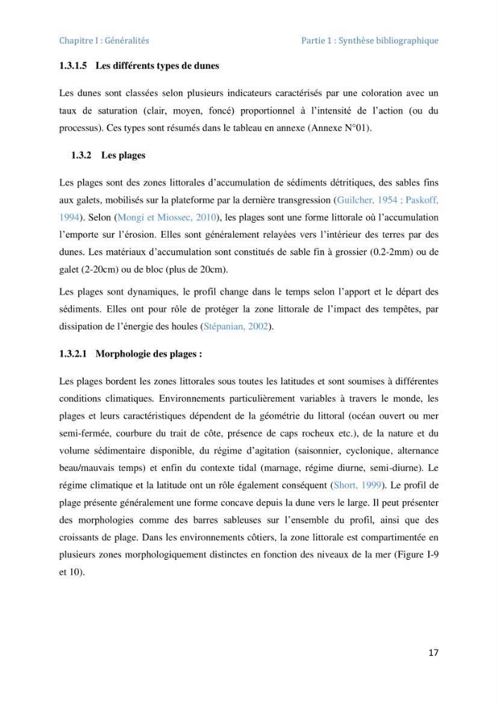Etude et evaluation de la vulnerabilité des systèmes cotiers dans la région Algéroise: