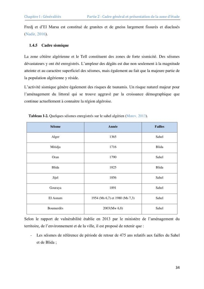 Etude et evaluation de la vulnerabilité des systèmes cotiers dans la région Algéroise: