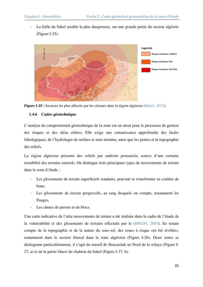 Etude et evaluation de la vulnerabilité des systèmes cotiers dans la région Algéroise: