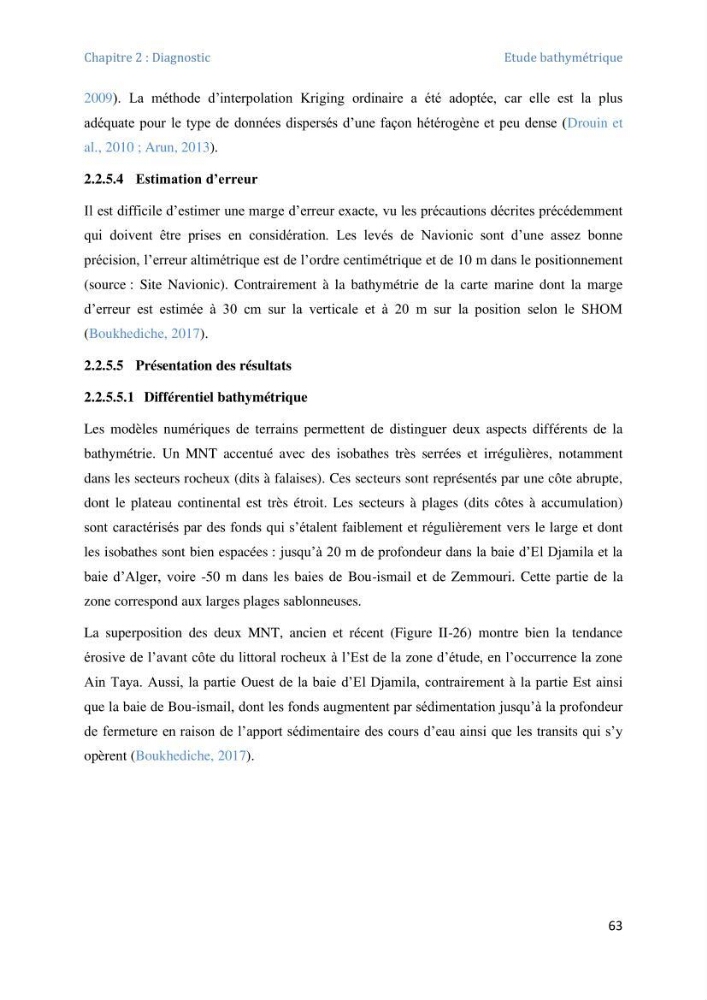 Etude et evaluation de la vulnerabilité des systèmes cotiers dans la région Algéroise: