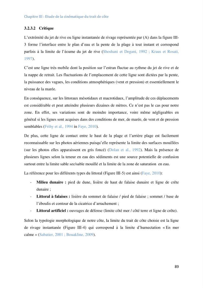 Etude et evaluation de la vulnerabilité des systèmes cotiers dans la région Algéroise: