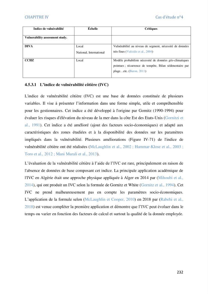 Etude et evaluation de la vulnerabilité des systèmes cotiers dans la région Algéroise:
