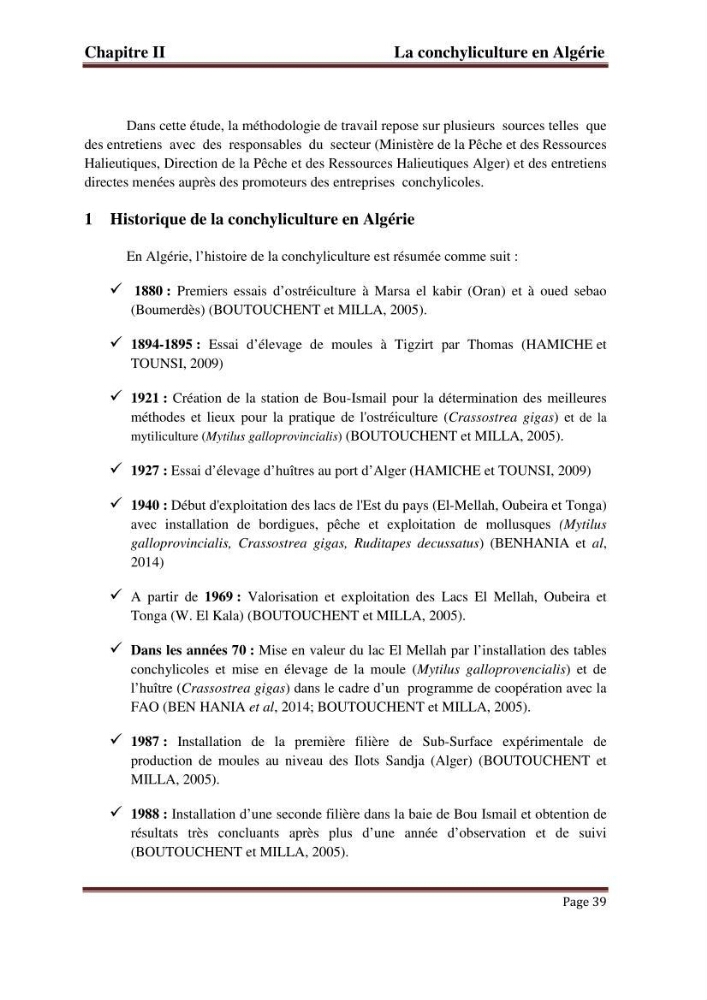 La conchyliculture en Algerie: situation actuelle et perspectives de développement