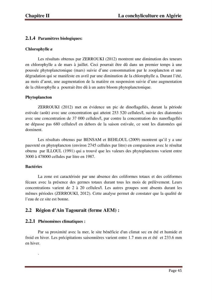 La conchyliculture en Algerie: situation actuelle et perspectives de développement