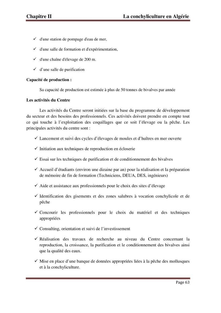 La conchyliculture en Algerie: situation actuelle et perspectives de développement