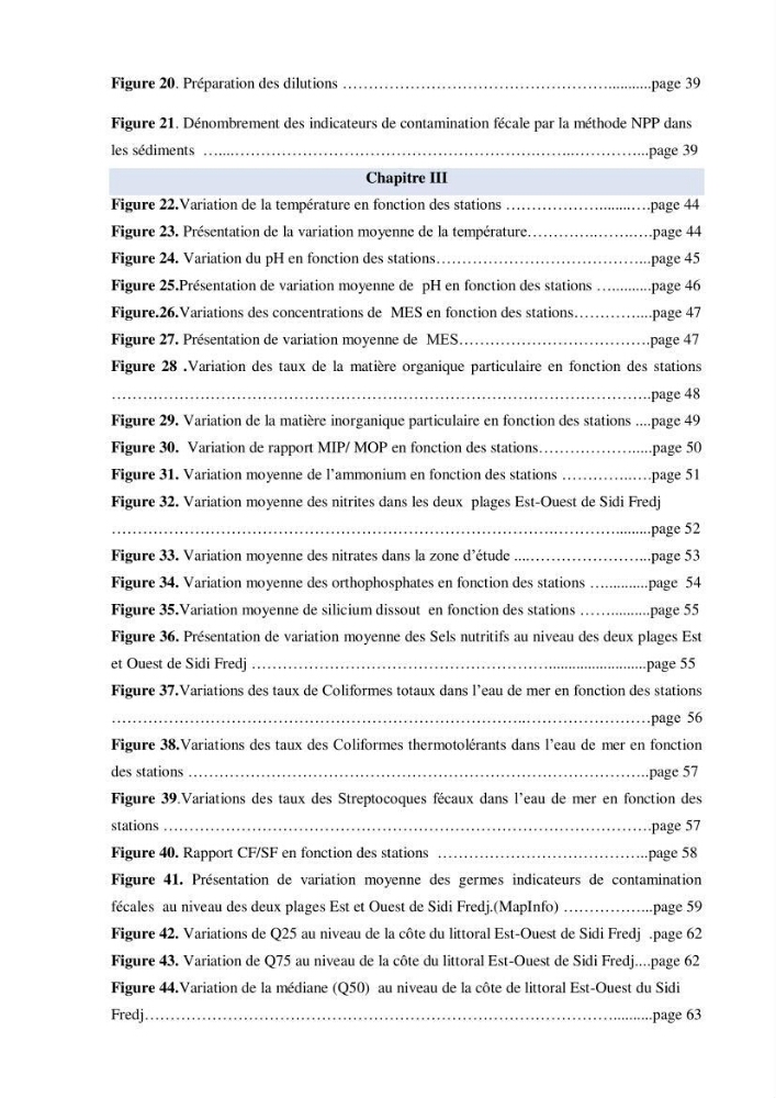 Etude des paramètres physico-chimiques et microbiologiques de l’eau et des sédiments des deux plages Est et Ouest de sidi Fredj.:
