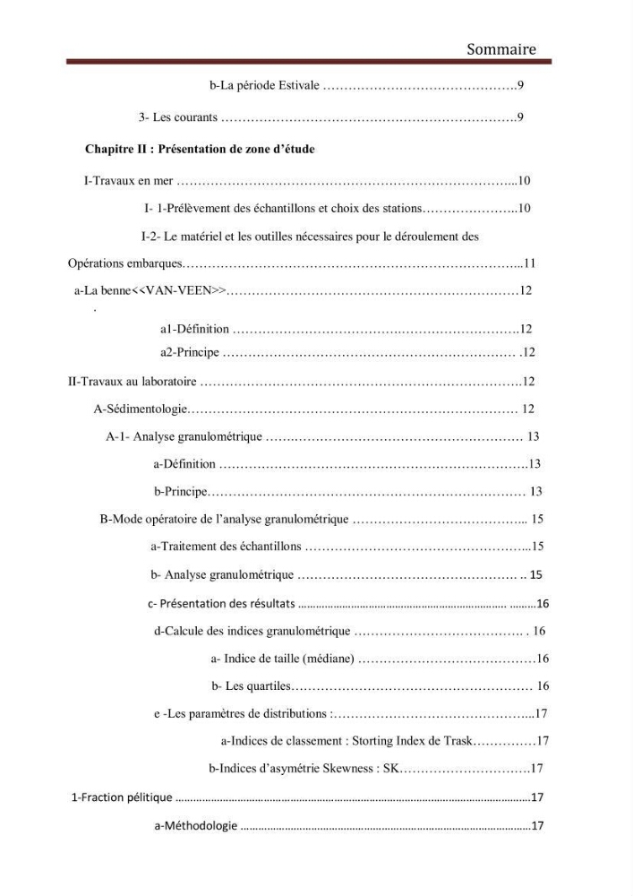 Analyse granulométrique au niveau de port de Sidi-Fredj