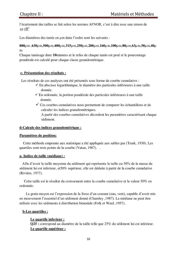 Analyse granulométrique au niveau de port de Sidi-Fredj