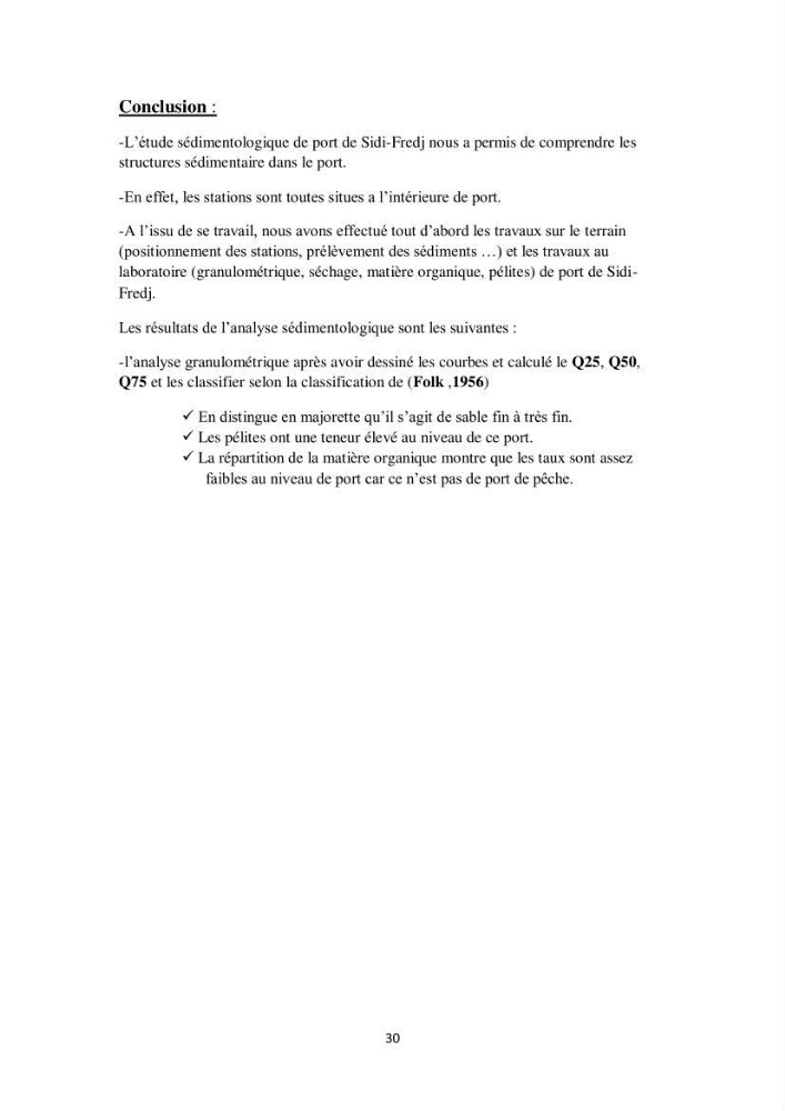 Analyse granulométrique au niveau de port de Sidi-Fredj