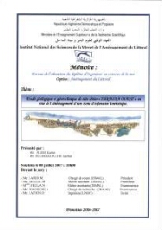 Etude géologique et géotechnique du site côtier "Zeralda-ouest" en vue de l'aménagement d'une zone d'extension touristique
