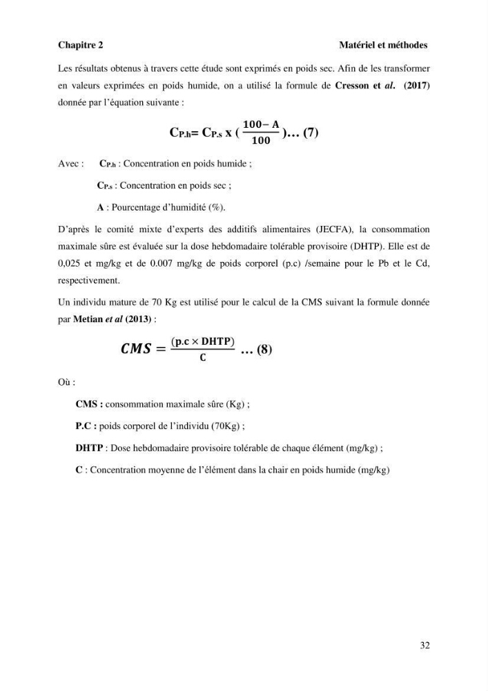Evaluation de la qualité microbiologique et niveau des éléments trace métaliques dans les poissons comestibles et risque sur la santé de l\'homme