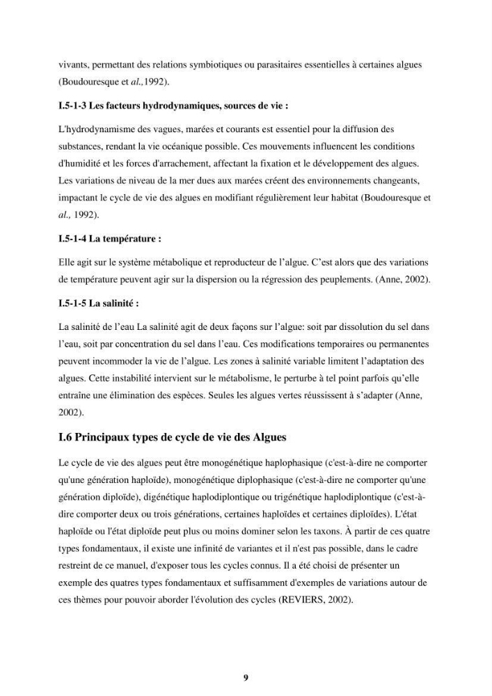 Biologie, écologie, systématique et valeurs nutritives de quelques algues marines de la côte Ouest d’Alger.