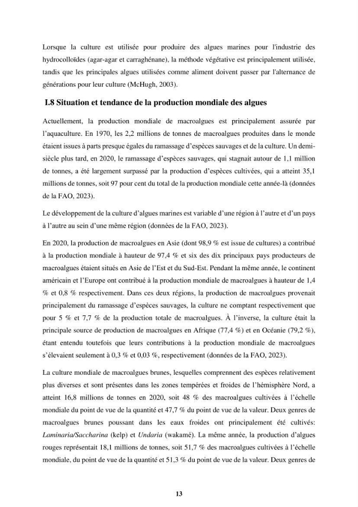 Biologie, écologie, systématique et valeurs nutritives de quelques algues marines de la côte Ouest d’Alger.