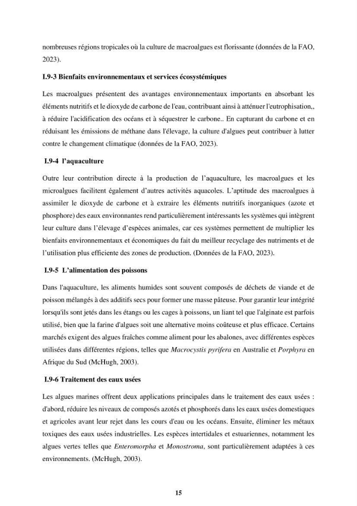 Biologie, écologie, systématique et valeurs nutritives de quelques algues marines de la côte Ouest d’Alger.