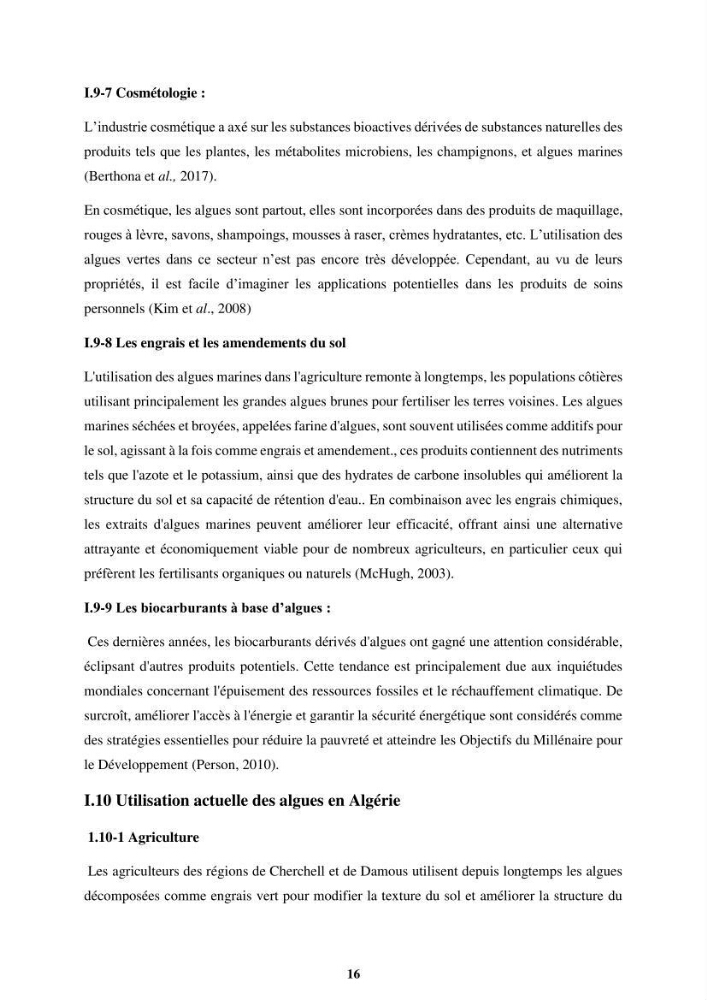 Biologie, écologie, systématique et valeurs nutritives de quelques algues marines de la côte Ouest d’Alger.