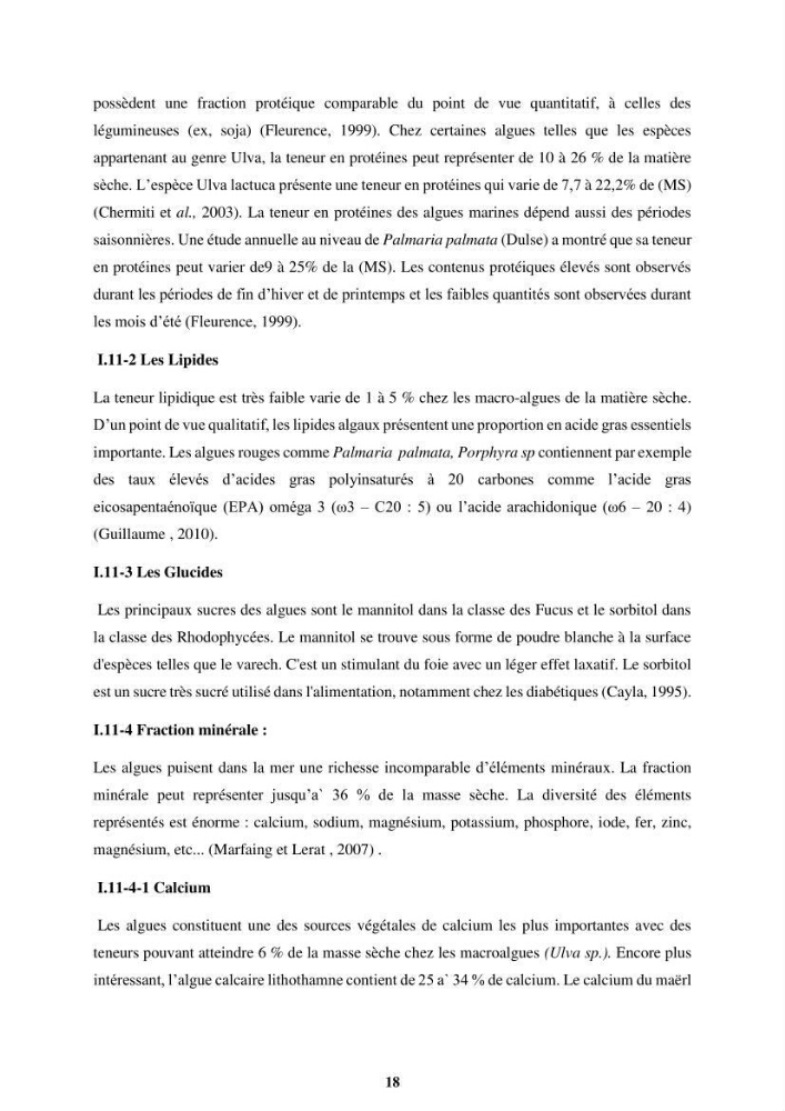 Biologie, écologie, systématique et valeurs nutritives de quelques algues marines de la côte Ouest d’Alger.