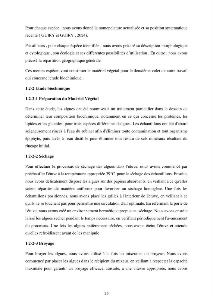 Biologie, écologie, systématique et valeurs nutritives de quelques algues marines de la côte Ouest d’Alger.