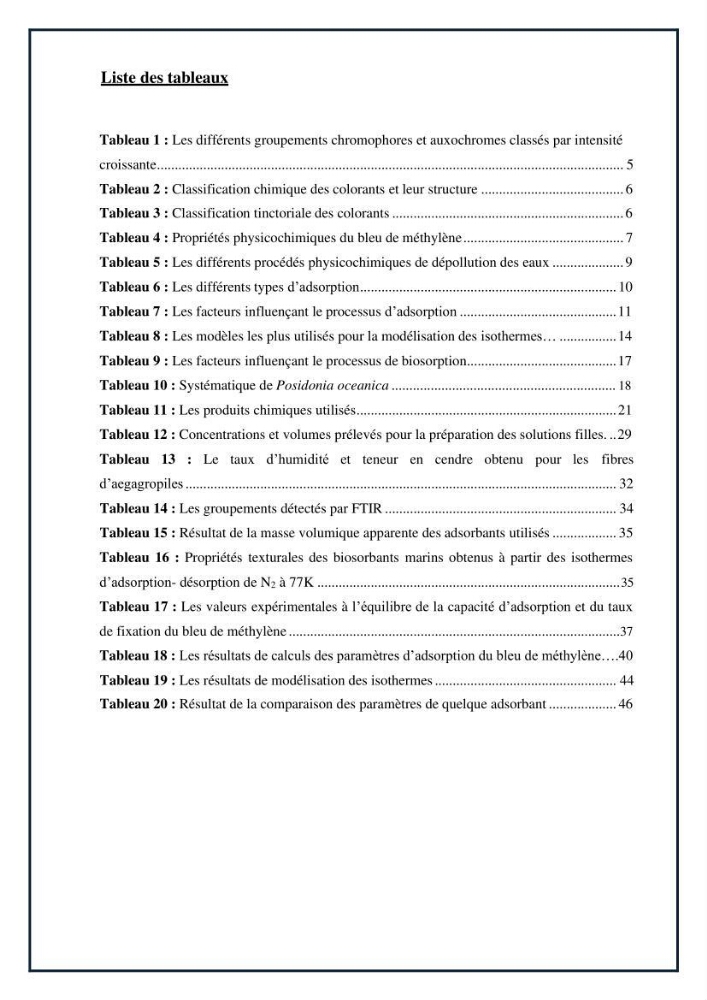 Décoloration de l’eau par adsorption sur une biomasse marine (Les aegagropiles de Posidonia oceanica)