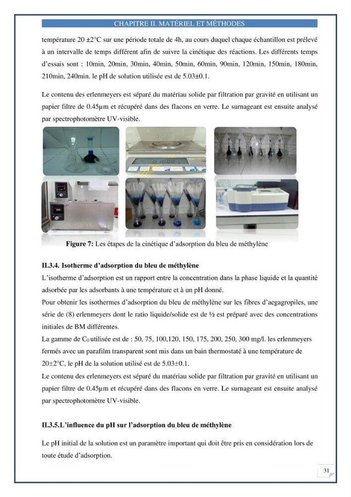 Décoloration de l’eau par adsorption sur une biomasse marine (Les aegagropiles de Posidonia oceanica)