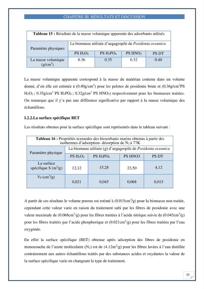 Décoloration de l’eau par adsorption sur une biomasse marine (Les aegagropiles de Posidonia oceanica)