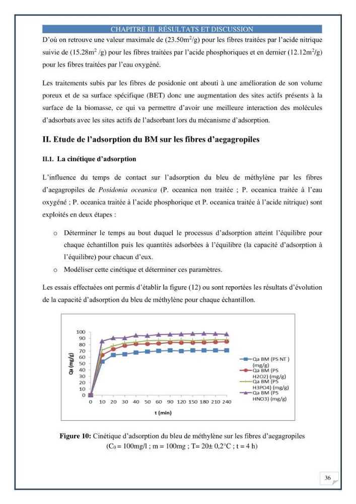 Décoloration de l’eau par adsorption sur une biomasse marine (Les aegagropiles de Posidonia oceanica)