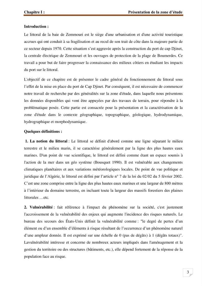 Etude d’impact du port de cap Djinet sur le littoral recours à la modélisation