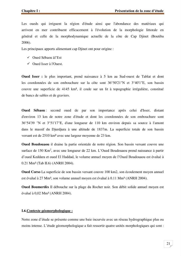 Etude d’impact du port de cap Djinet sur le littoral recours à la modélisation