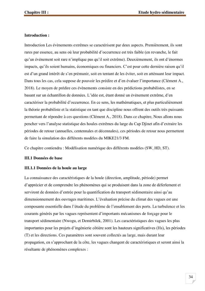 Etude d’impact du port de cap Djinet sur le littoral recours à la modélisation