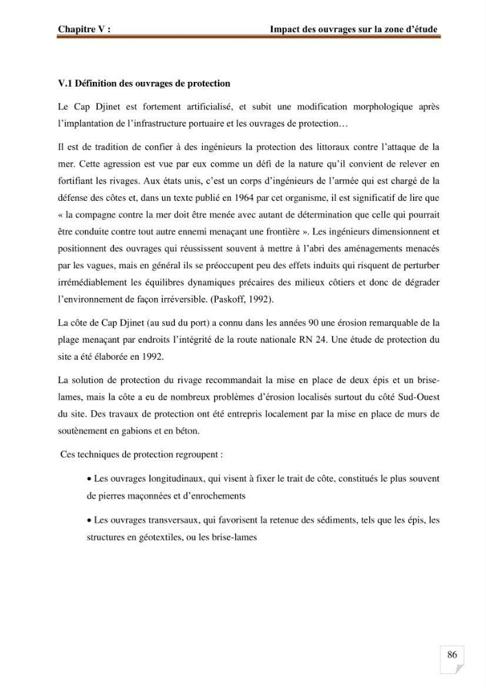 Etude d’impact du port de cap Djinet sur le littoral recours à la modélisation