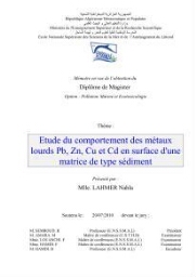Etude du comportement des métaux lourds Pb, Zn, Cu et Cd en surface d'une matrice de type sédiment: