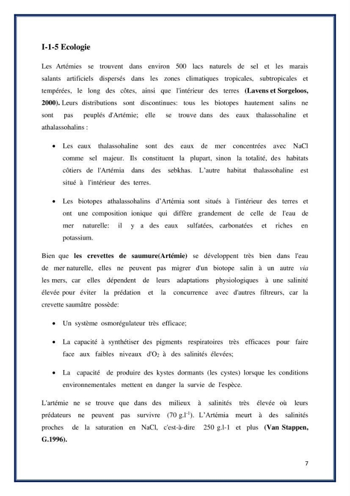 Application des souches à potentiel probiotique dans un élevage d’Artémie:
