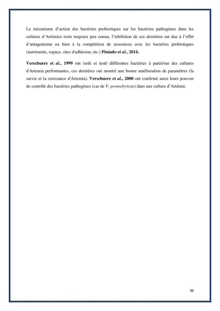 Application des souches à potentiel probiotique dans un élevage d’Artémie: