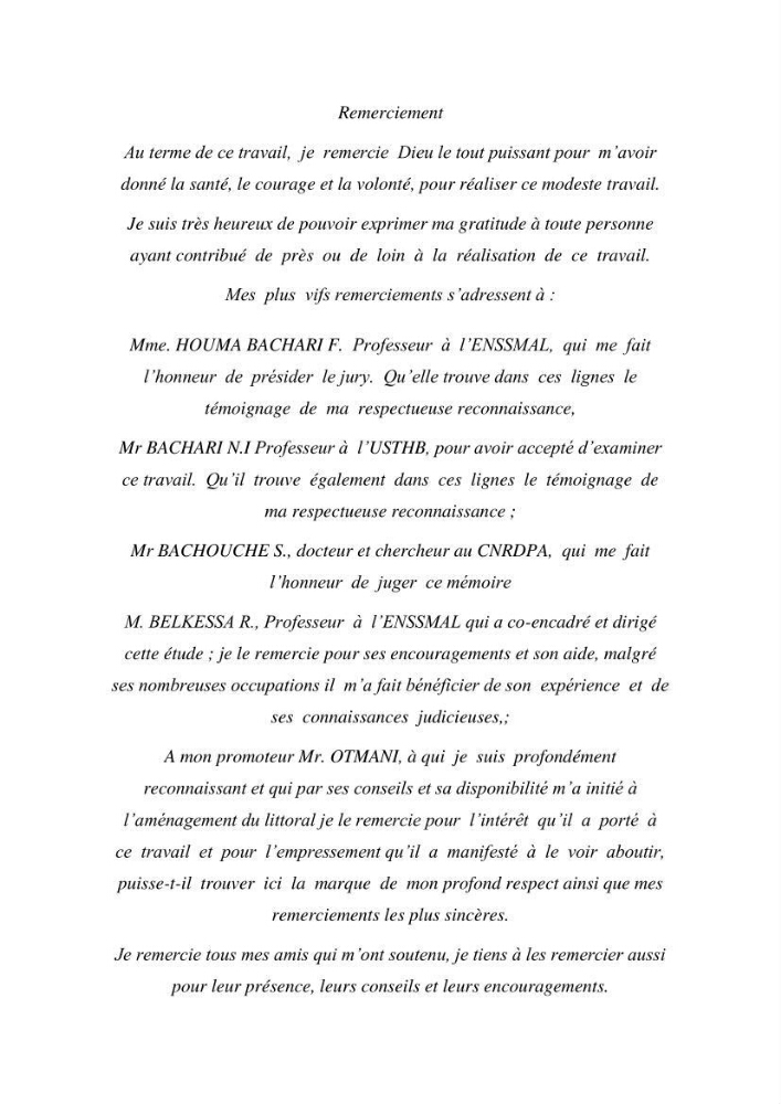 Etude de faisabilité de rechargement artificiel des plages de la côte Ouest-Algéroise: