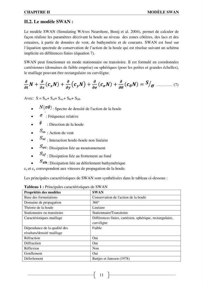 Etat de l\'art sur l\'utilisation du modéle SWAN (Stimuling WAves Neashore) dans un environnement microtidal