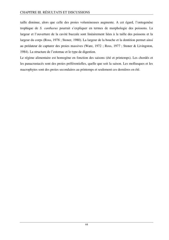 L’étude de la biométrie et du régime alimentaire de ladorade grise Spondyliosoma cantharus (Linnaeus, 1758) (Téléostéens, Sparidae) dans la région centre du bassin