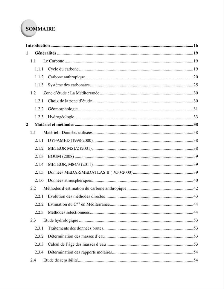 Estimation de la pénétration du carbone anthropique en méditerranée