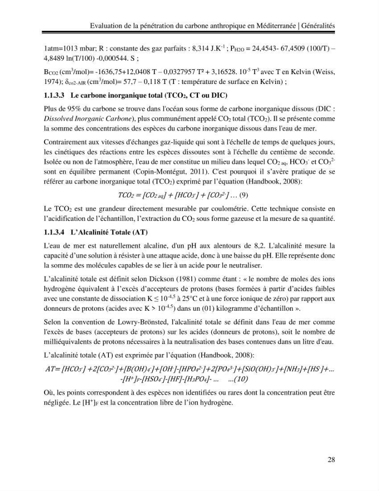 Estimation de la pénétration du carbone anthropique en méditerranée