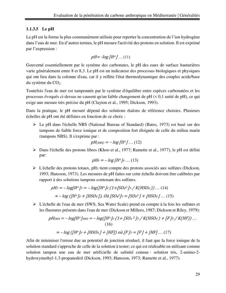 Estimation de la pénétration du carbone anthropique en méditerranée